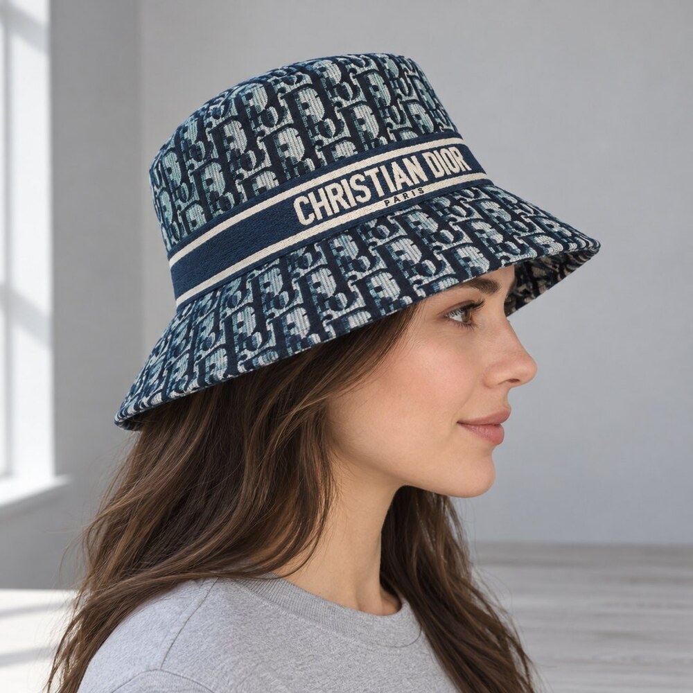 Dior Teal Jacquard Bucket Hat - Picture 3 of 6
